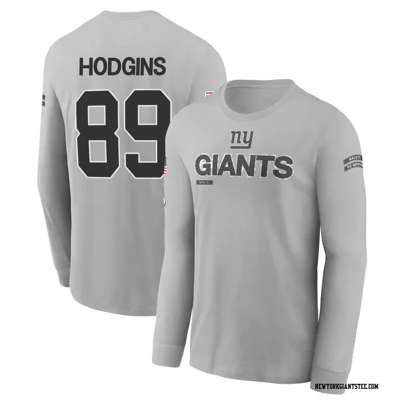 Youth New York Giants ＃89 Isaiah Hodgins Gray 2024 Salute to Service Long Sleeve T-Shirt