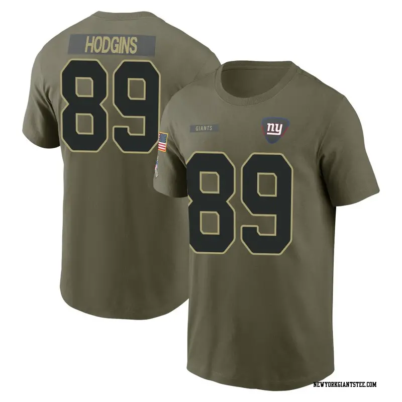 Youth New York Giants ＃89 Isaiah Hodgins Olive 2025 Salute to Service Name & Number T-Shirt