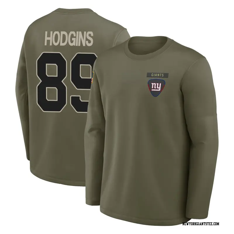 Youth New York Giants ＃89 Isaiah Hodgins Olive 2025 Salute to Service Sideline Coaches Long Sleeve T-Shirt