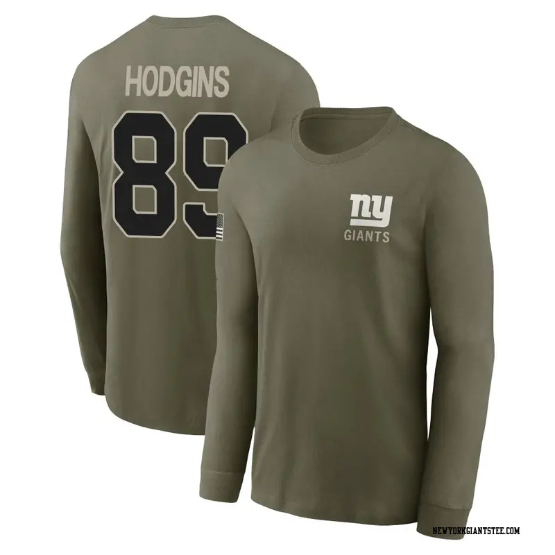 Youth New York Giants ＃89 Isaiah Hodgins Olive 2025 Salute to Service Sideline Long Sleeve T-Shirt