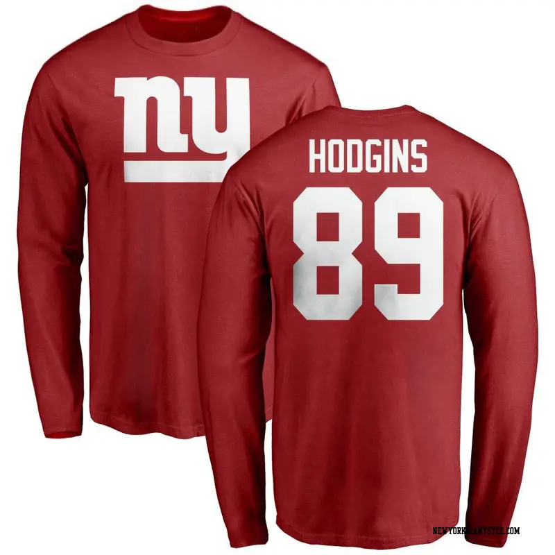 Youth New York Giants ＃89 Isaiah Hodgins Red Name & Number Logo Long Sleeve T-Shirt